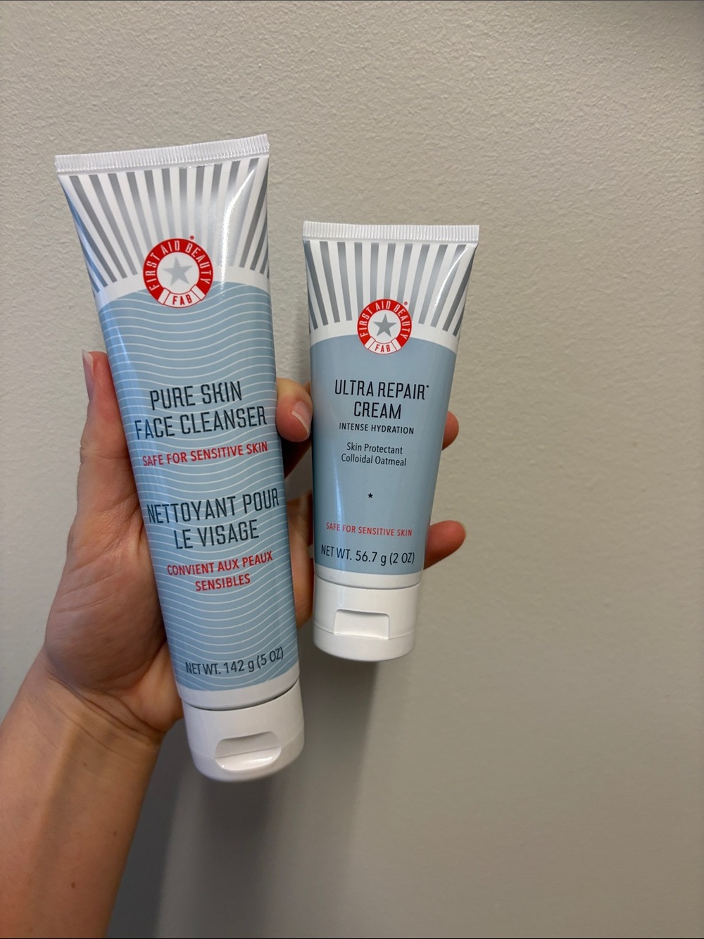 First Aid Beauty Light Blue Pure Skin Cleanser & Ultra Repair Cream Duo